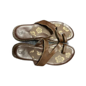 Born Concept Brown Leather Comfort Sandals Floral Footbed Women’s 8 Casual Boho